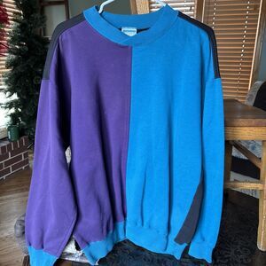 Vtg 90s Cheetah Mervyns Color Block Sweatshirt, Dad Oversized Large Heavy